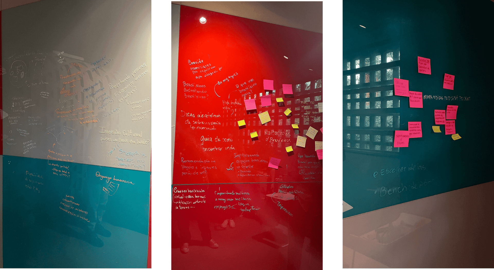 Idea boards from the brainstorm.
